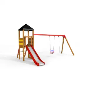 Doppelt Schaukel mit Rutsche und Turm
