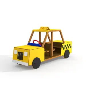 Spielgerät Taxi - ein Spielhaus aus Holz für einen Spielplatz und einen Kindergarten